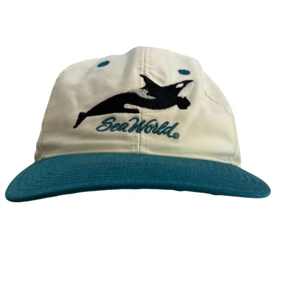 Vintage Seaworld Embroidered Orca Whale Snapback Hat Shamu Retro - Picture 1 of 9